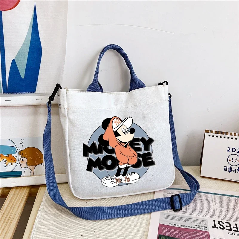 Disney Mickey Minnie Mouse Cute Cartoon Shoulder Bag Fashion Canvas Bags Kawaii Anime Printing High-capacity Commuting Handbag