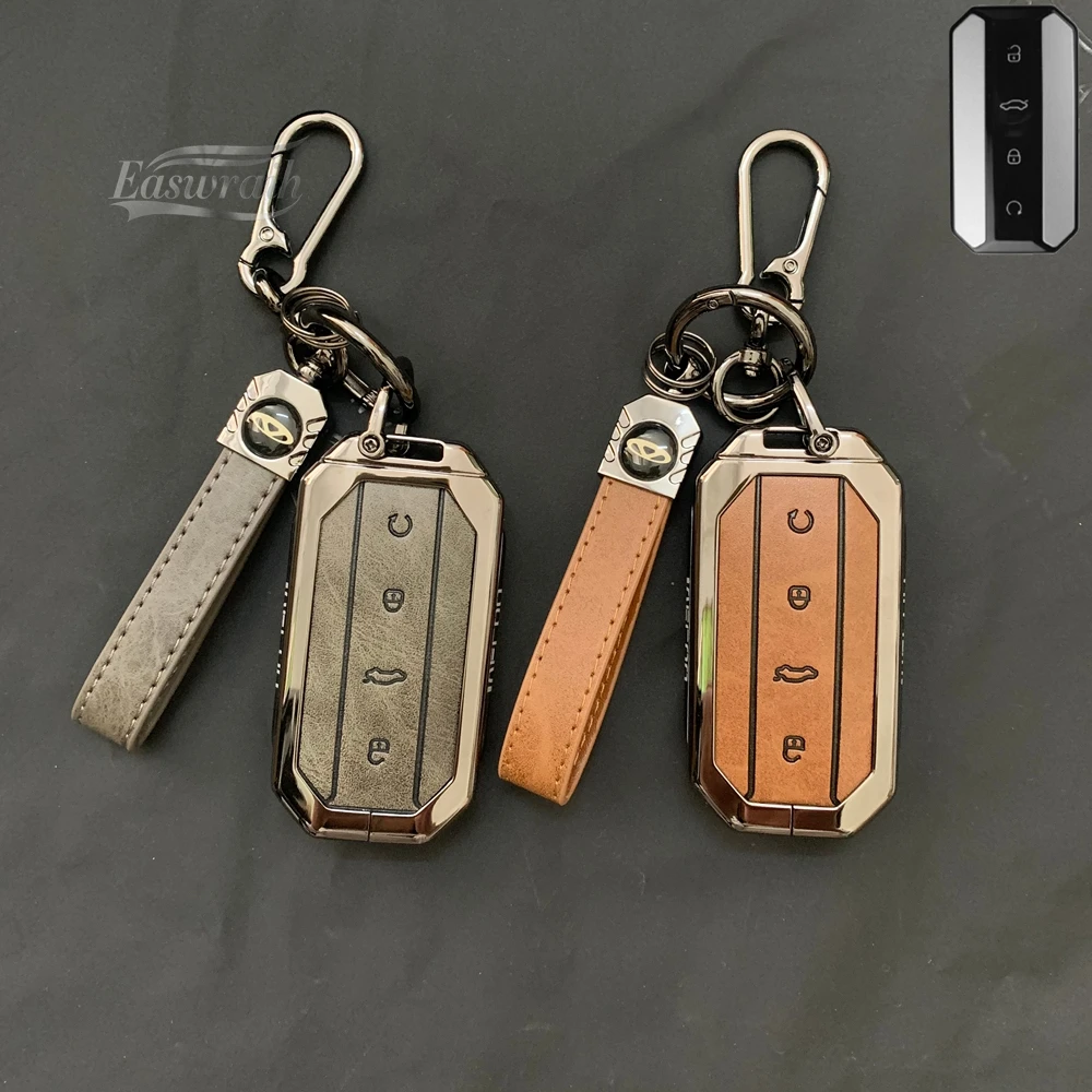 Car Accessories Zinc Alloy Leather Key Case Holder Cover For Chery Jaecoo J5 J7 2025 Car Accessories Stylish Keychain Protective