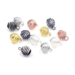 50Pcs Pendants Beads Cages Spring Spiral Lantern Mixed For Charm Necklaces Jewelry DIY Finding 9mm