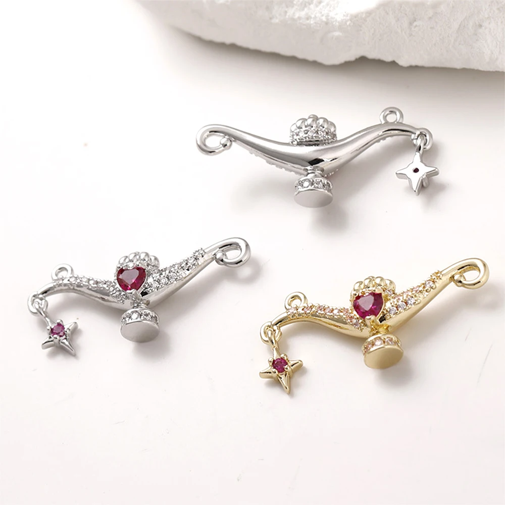 

2 шт. медные подвески с покрытием из 14-каратного золота, объемные, двойные, в форме светильника-желаний, для самостоятельного изготовления украшений