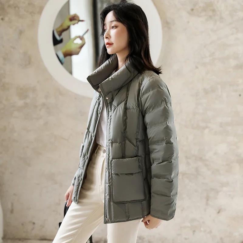 

Autumn and Winter Fashion New Women's Down Jacket Loose Commuting Stand Collar Simple Jacket