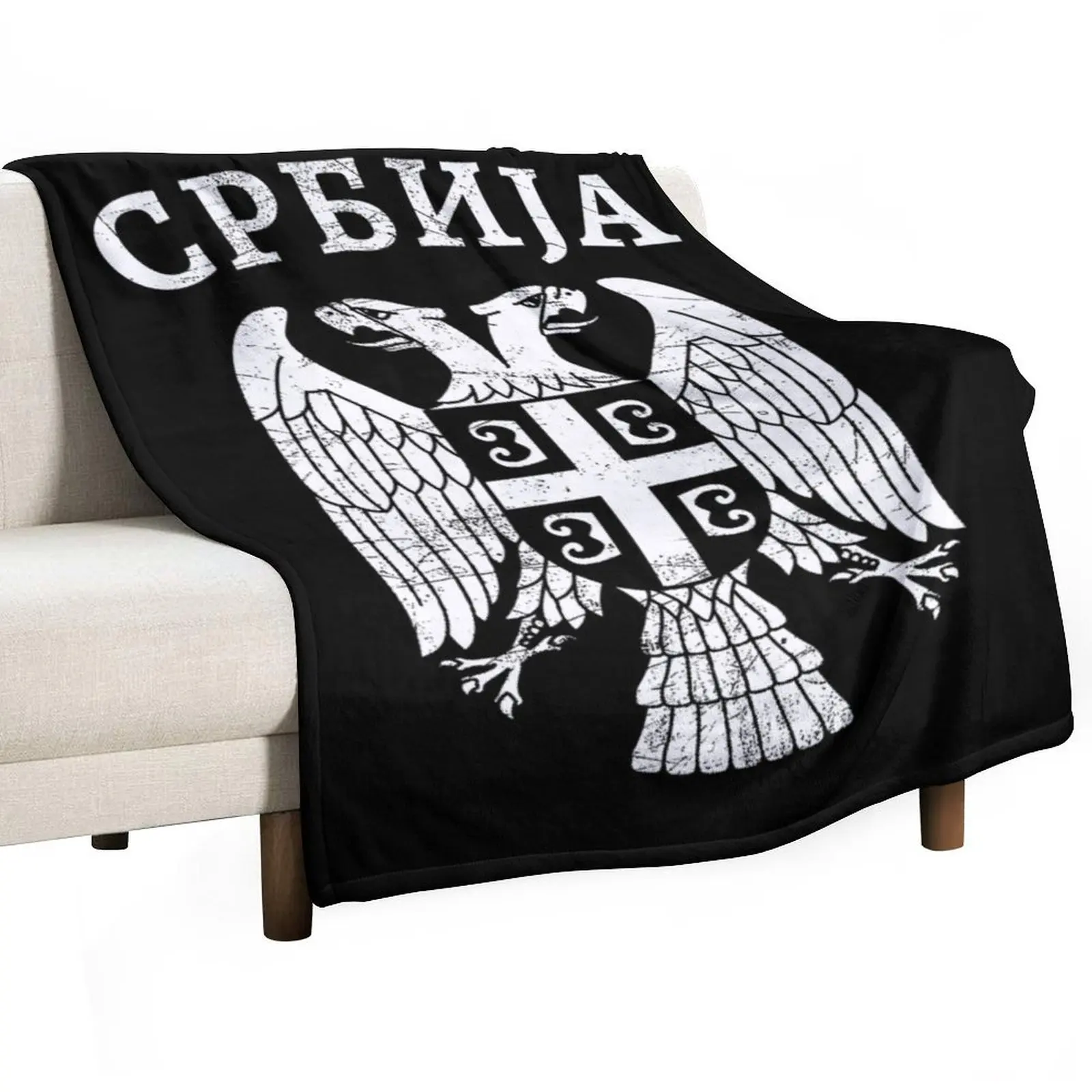 

Serbia eagle coat of arms Throw Blanket Plaid on the sofa valentine gift ideas Winter beds Blankets