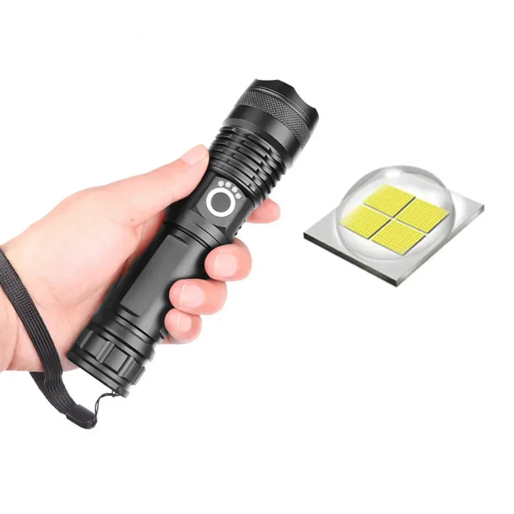 Rechargeable LED Flashlights 90000 Lumens Super Bright Zoomable Waterproof Flashlight with 3 Modes Powerful for Camping Hiking