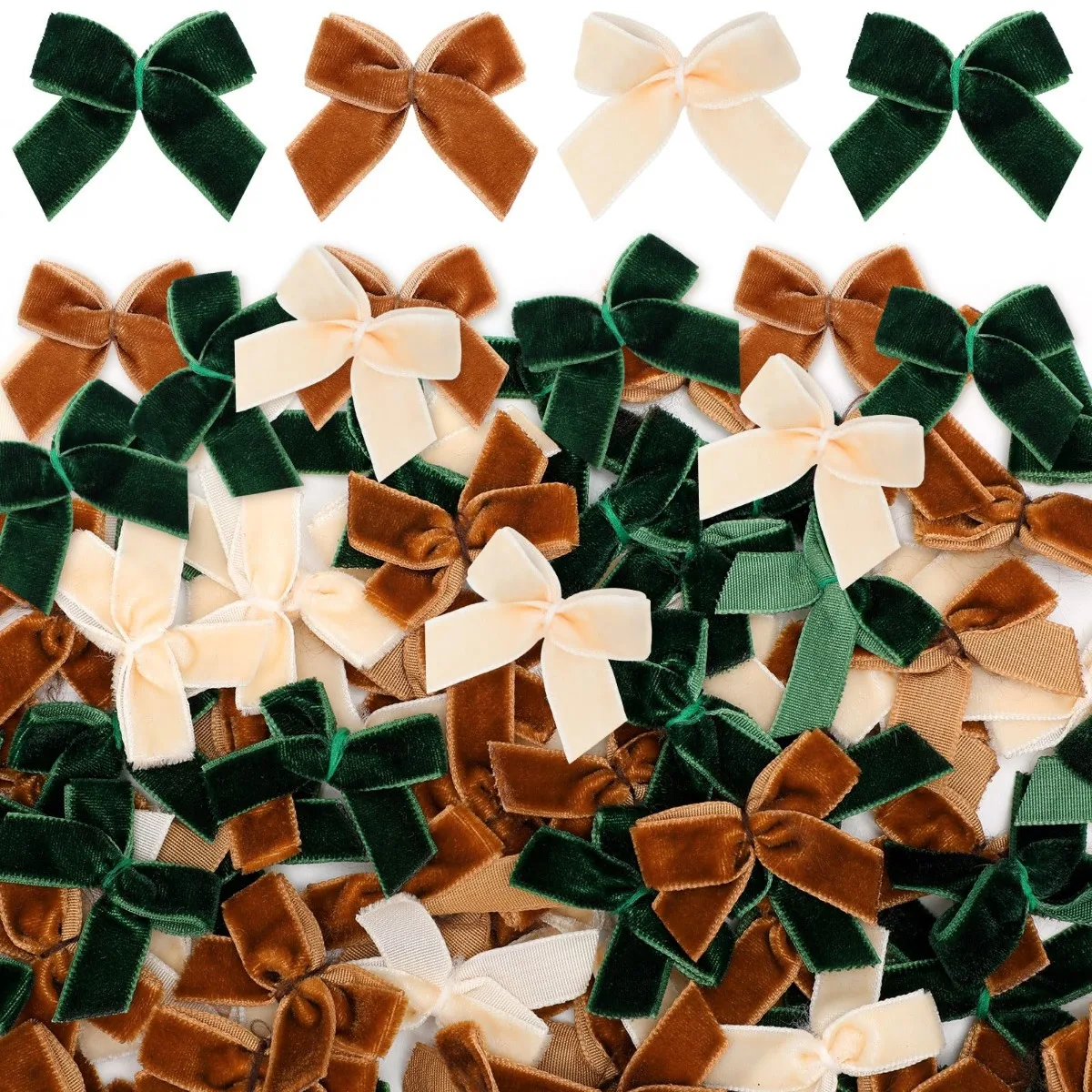 

100Pcs Tiny Mini Christmas Velvet Bows for Crafts Xmas Twist Tie Bows Ribbon Bowknot Christmas DIY Craft Sewing Gift Wrapping
