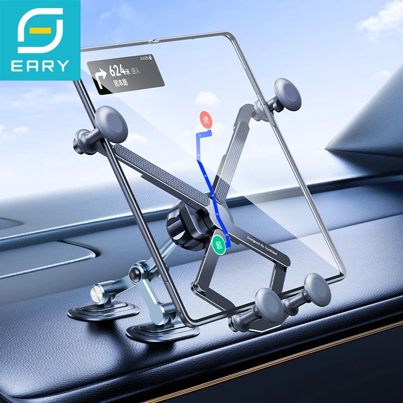 Eary Universal Car Phone Mount Dashboard Arch Bridge Alloy Base Angle Adjustable Car Tablet Holder Stand for 4.7-7.2 inch Phones