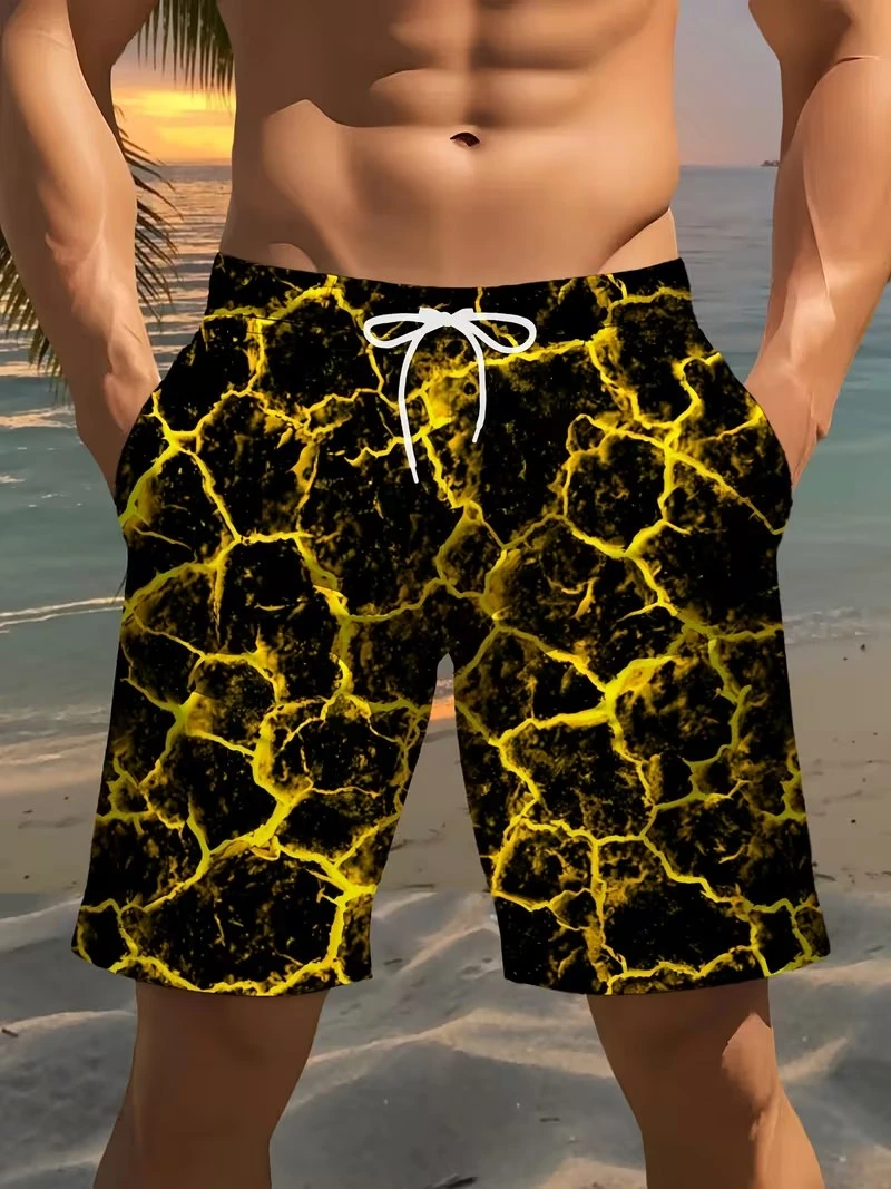 

Punk Red Lightning 3D Print Men's Beach Shorts Quick Dry Swim Trunks Summer Music Festivals & Night Beach Parties Shorts Bottoms