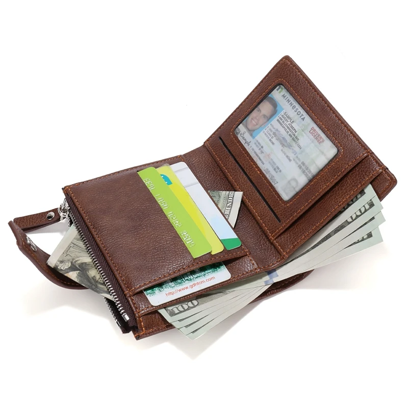 

New PU Leather Men Wallets High Quality Zipper Short Desigh Card Holder Male Purse Vintage Coin Holder Men Wallets 2024 New
