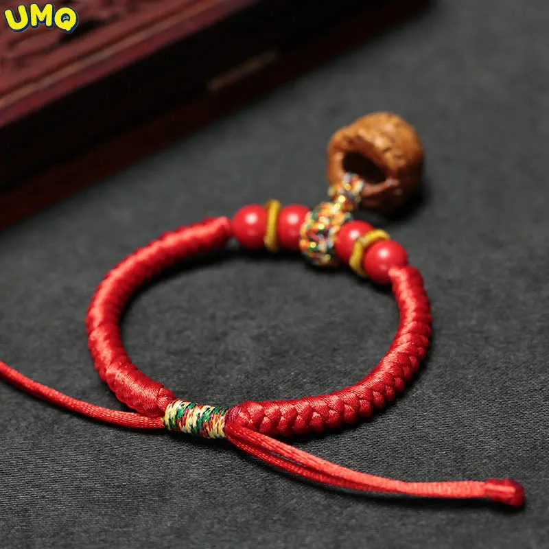 

Natura Baby Baby Baby Peach Stone Carving Basket Bracelet Cinnabar Red Rope Single Loop Bracelet Creativity Amulet