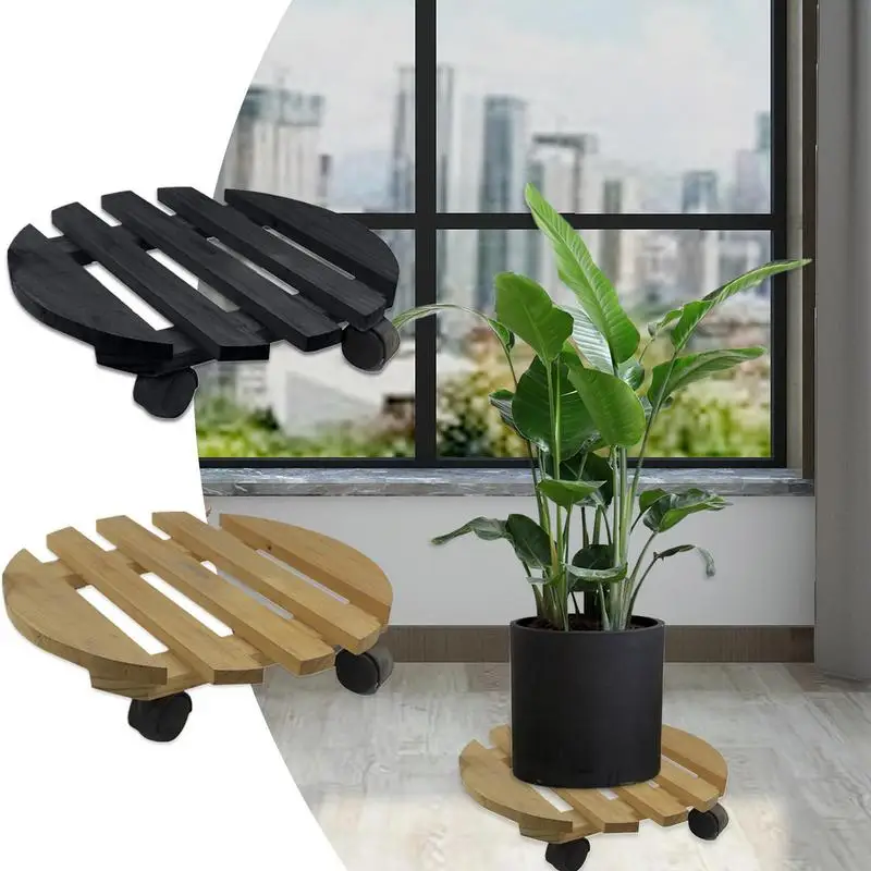 

Rolling Plant Stand Heavy Duty Plant Caddy With 360 Wheels Outdoor Indoor Wooden Plant Stand With Wheels Movable Flower Pot