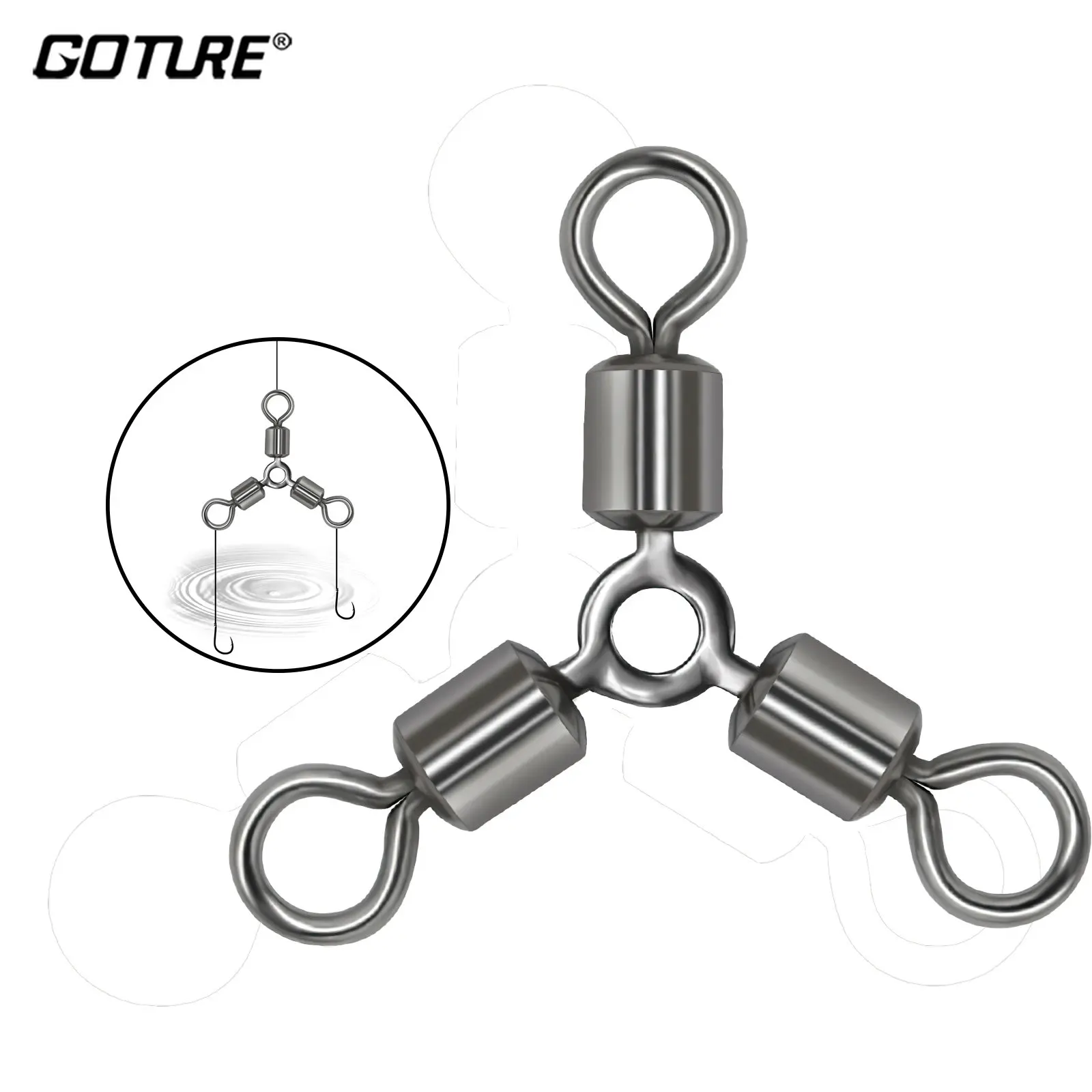 Goture 50pcs/lot Fishing Swivels Luminous Gourd Shape Fishing Swivels 3-WAY Stainless steel Swivels Fishing Accessories