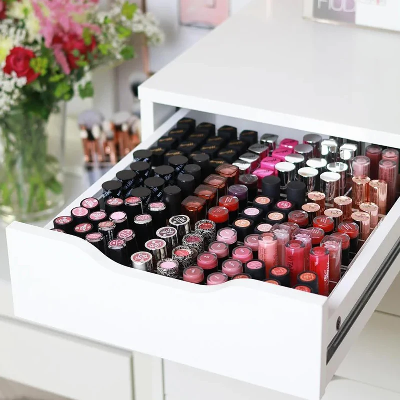 ARCO Lipstick Organiser Insert For Alex 5 and 9 Drawers,Acrylic Display For Cosmetics For Your Vanity Room Clear Storage Divider