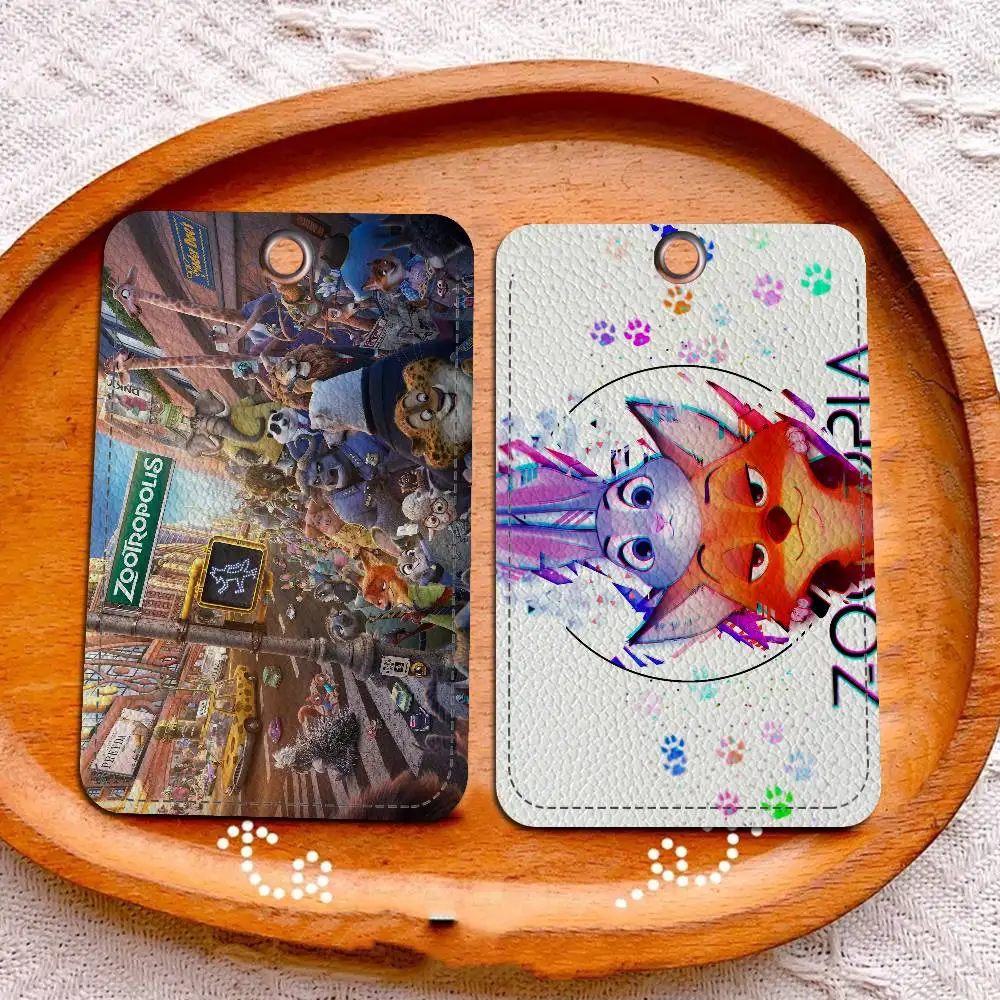 Z-Zootopia بو الجلود الناعمة مستطيلة حامل بطاقة المفاتيح التعريفي مصعد غطاء للحماية الشباب Faion Accory