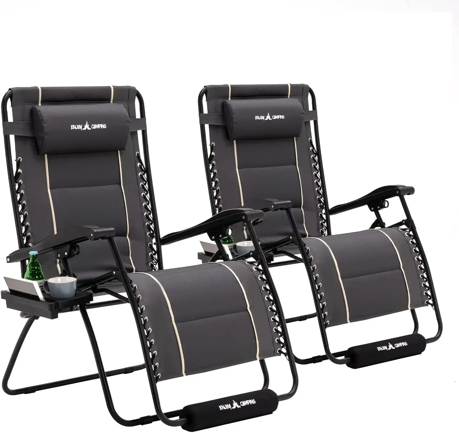 

v Gravity Chair Set of 2 with Cup Holder XXL 33" Wide Folding Reclining Lounge
