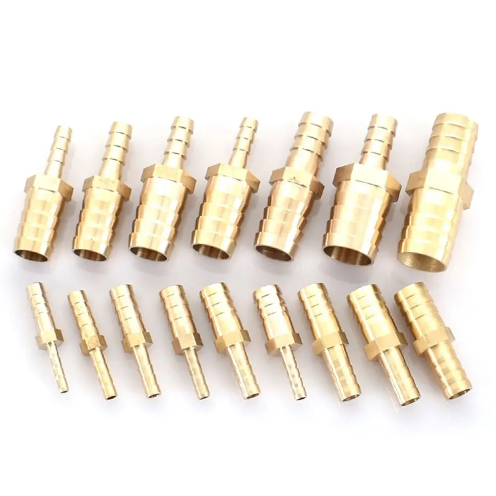 New Coupler Connector Adapter Straight Pipe Joint Pipe Fitting Brass Hose Barb Reducer Barb 2 Way Reducer Coupler PU PE Tube