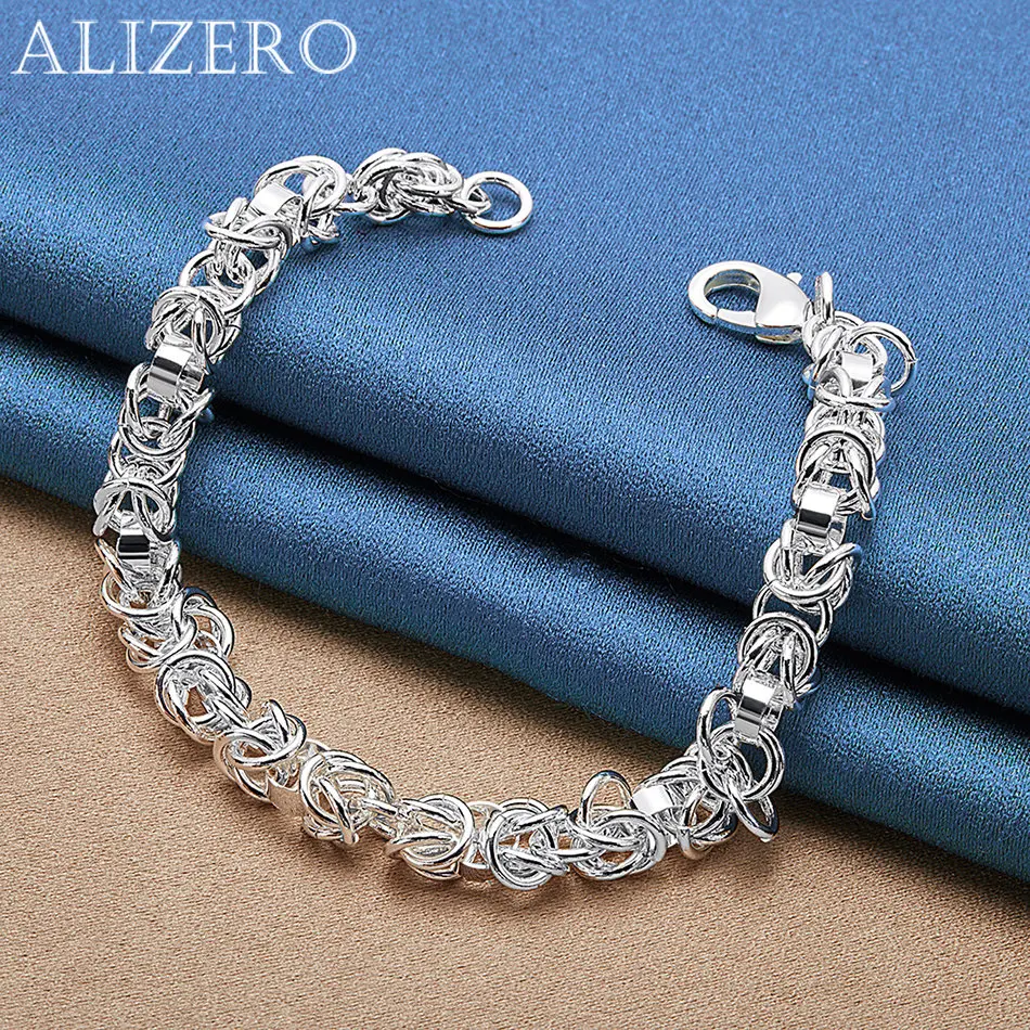 ALIZERO 925 Sterling Silver Faucet Chain Bracelets For Women Men Wedding Party Fashion Accessories Jewelry Holiday Gift