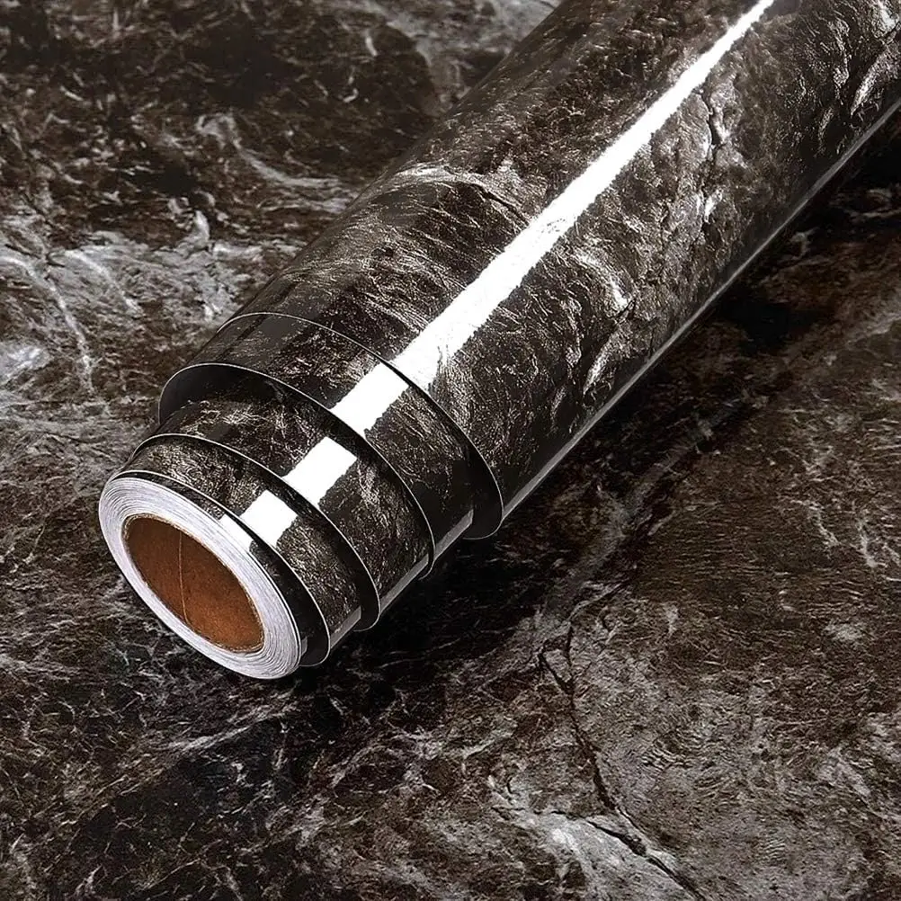 

Black Marble Wallpaper Peel and Stick Countertop Contact Paper Waterproof Vinyl Wrap Roll for Bathroom Kitchen Cabinets Counter