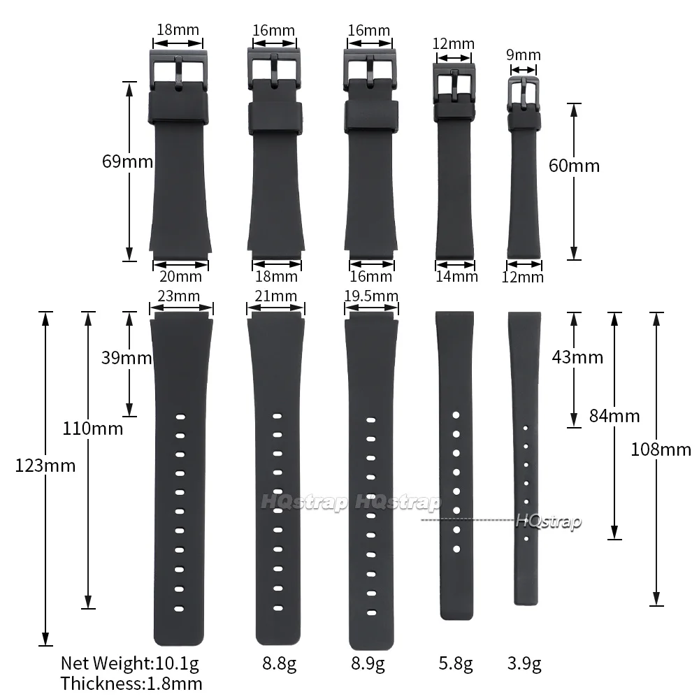 12mm 14mm 16mm 18mm 20mm for CASIO Resin Watchband Watch Strap Bracelet Needle Buckle Waterproof Sport Men Women Watch Accessory