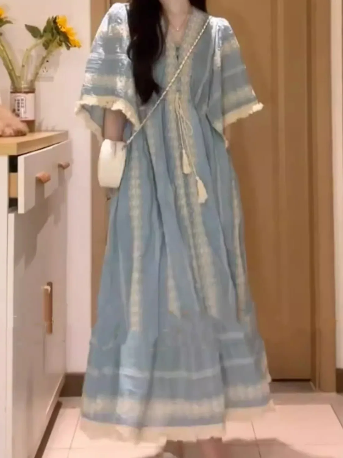 

Women's n Sle Summer New Beach Vaion Ethnic Dr plus Size Big MM Retro Long Skirt A-Line Loose High Waist