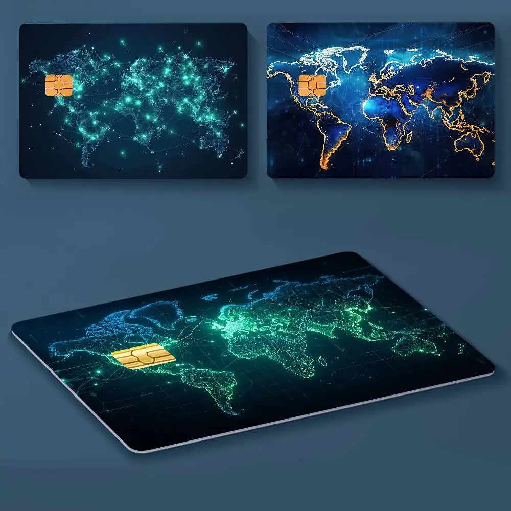 Digital World Map Perfect Gift Idea Merch Layout Cover Credit Card Stickers Distinctive Design
