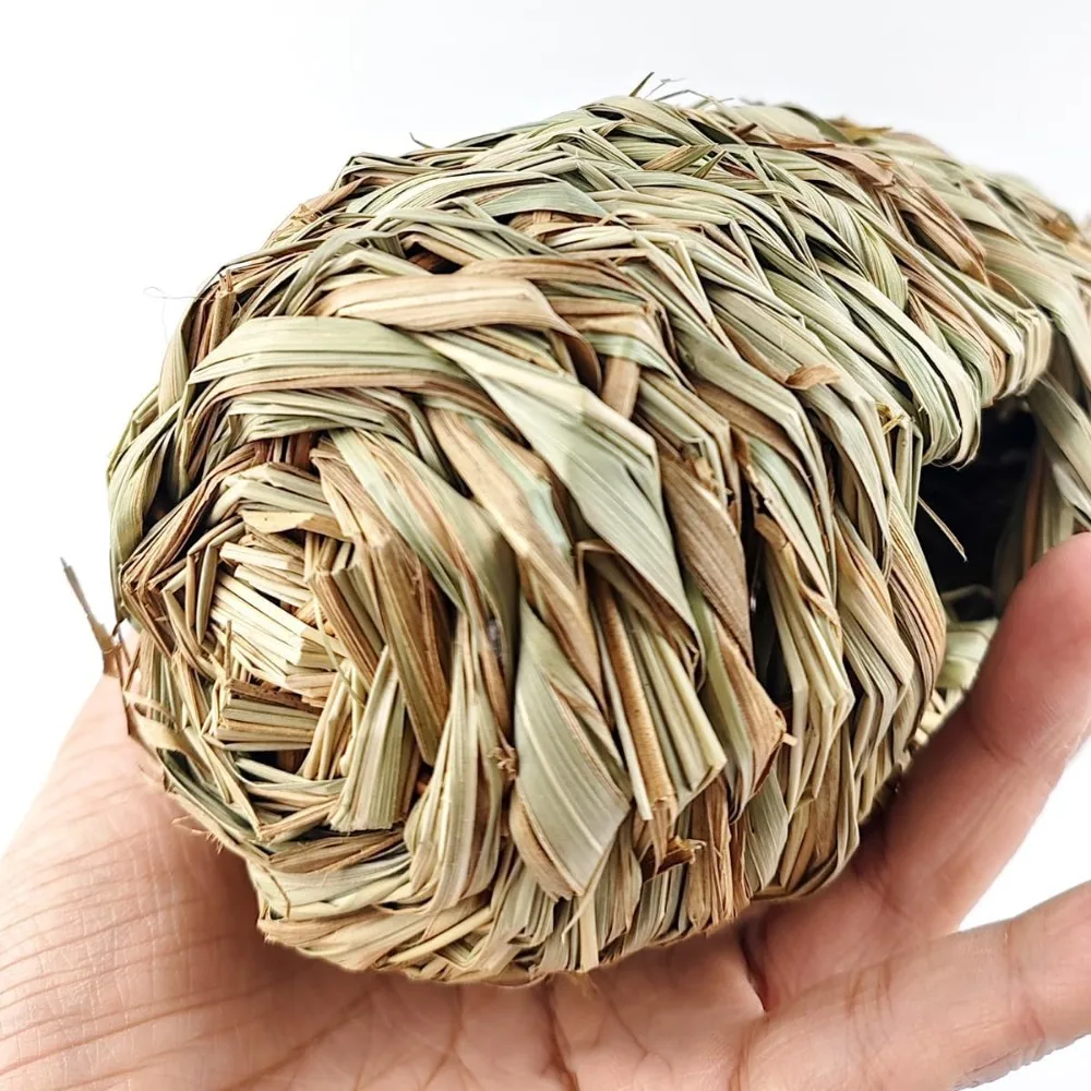 Casa de beija-flor tecida à mão, 4 unidades, 9.2x4 polegadas, cabana de pássaros e casas de beija-flor, ninho, pequena casa suspensa de pássaros e espinhas para