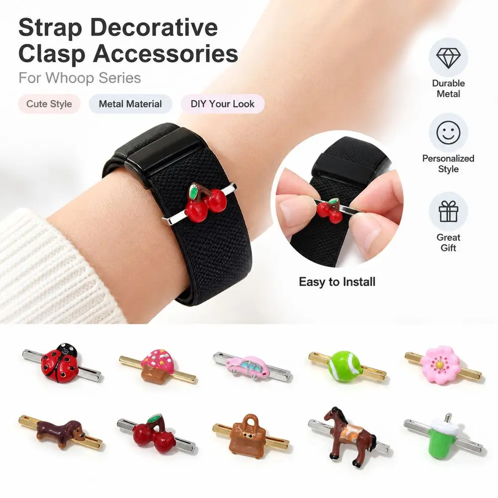 Metal Watch Strap Decorative Ring Strap Slide Charm Cartoonish Watchband Charms Ornament Jewelry Items for Whoop 5.0/5.0 MG/4.0