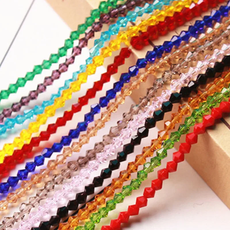 300pcs High Quality 4mm Shiny Crystal Beads Bicone Glass Loose Spacer Bead for Jewelry Making DIY Bracelet Necklace