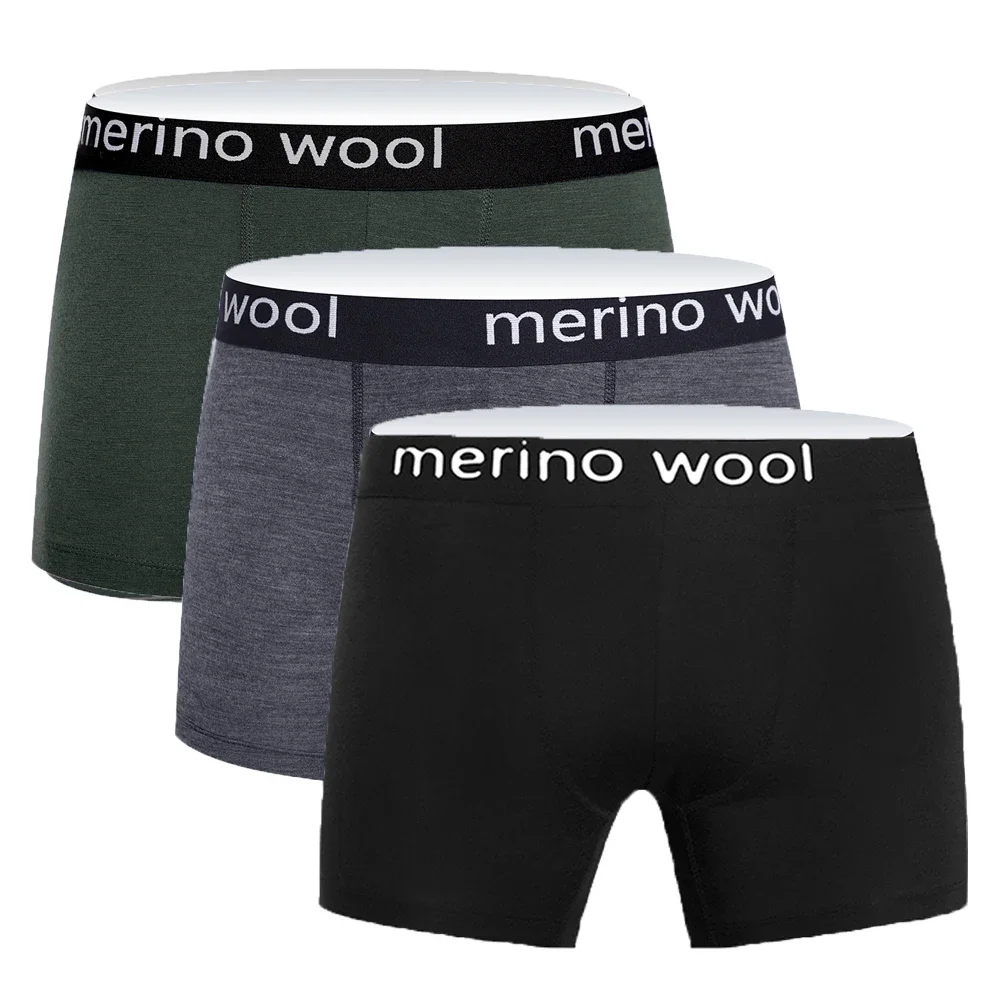 87% Merino Wool Boxer Brief Underwear Men Merino Wool Boxer Breifs Soft Breathable Moisture Wicking Sports Fitness Boxershorts