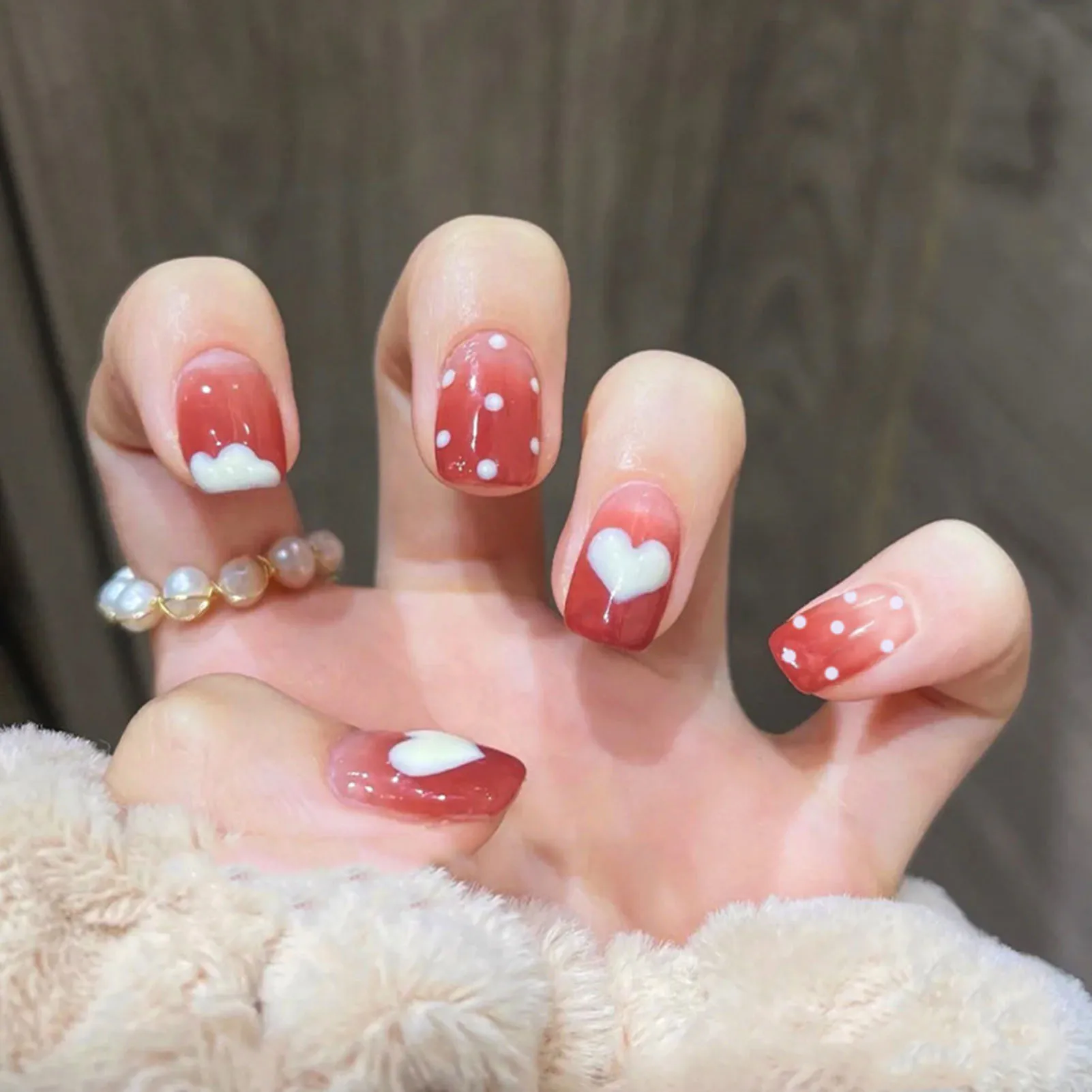 Sweet Style Press-on Nail Pink Style Short French Artificial Nail for Daily Lives Everyday Use