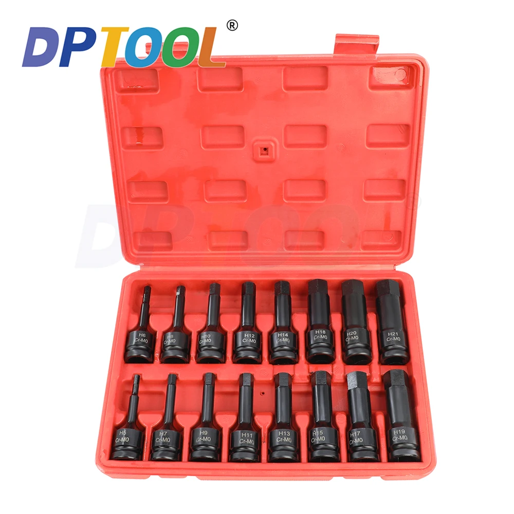 

16PC 1/2" DR Impact Hex Bit Socket Set H5 - H21 Impact Allen Keys