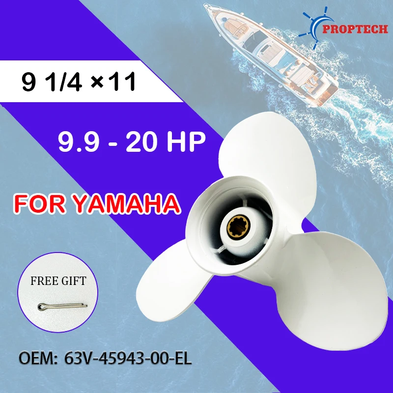 

Подвесной пропеллер для Yamaha 9,9 л.с., 15 л.с., 20 л.с., 9 1/4*11, лодочный двигатель, винт из алюминиевого сплава, 3 лопасти, 8 шин, корабль, морской двигатель