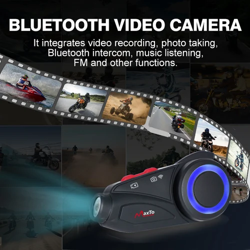 Imagen 2 del producto Maxto M3S casco de motocicleta auriculares Bluetooth intercomunicador lente impermeable WiFi 1440p grabadora de vídeo DVR interfono