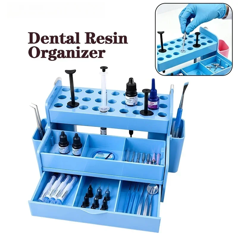 Multifunctional Dental Adhesive Holder With Drawer Syringe Resin Composite Applicator Dispenser Dentist Instrument Organizer