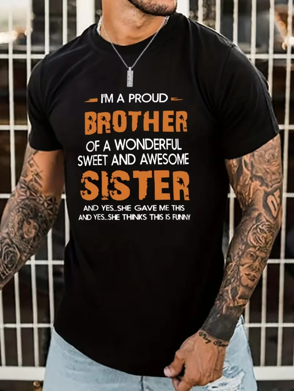 

Men's Fashion Funny Text Digital Print T-Shirt Tops Summer Outdoor Casual Vibrant Humor Short Sleeve Crew Neck Clothing for Man