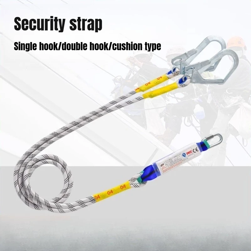 Arnés de Seguridad Ajustable para Trabajos en Altura, Cuerda de Seguridad de 2 Metros, Mosquetón, Protección de Seguridad para Escalada en Exteriores, Protección Corporal Completa