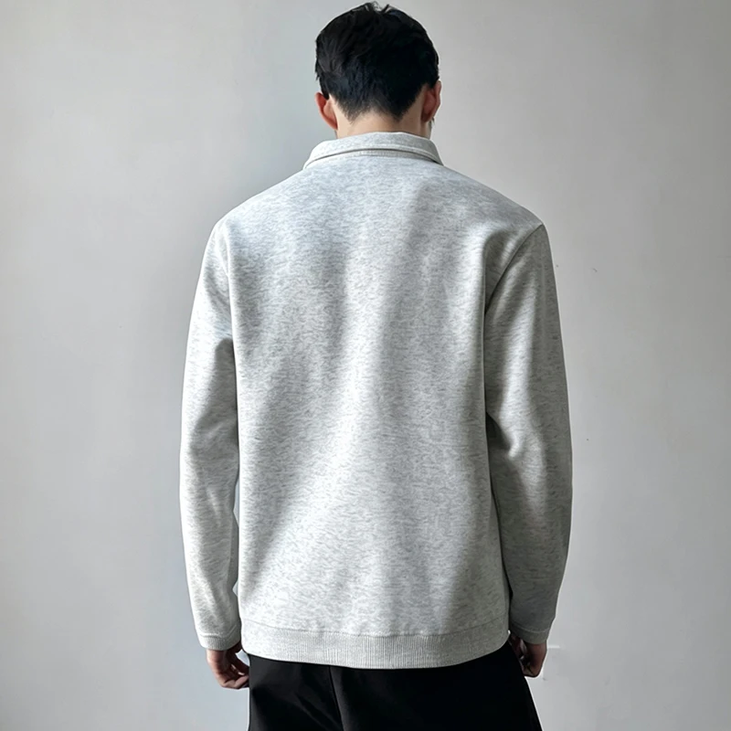 Herren-Polohemd mit Reverskragen, langen Ärmeln, Kontraststreifen-Design, lockerer Passform, weich, atmungsaktiv, Freizeithemd – Detail 19