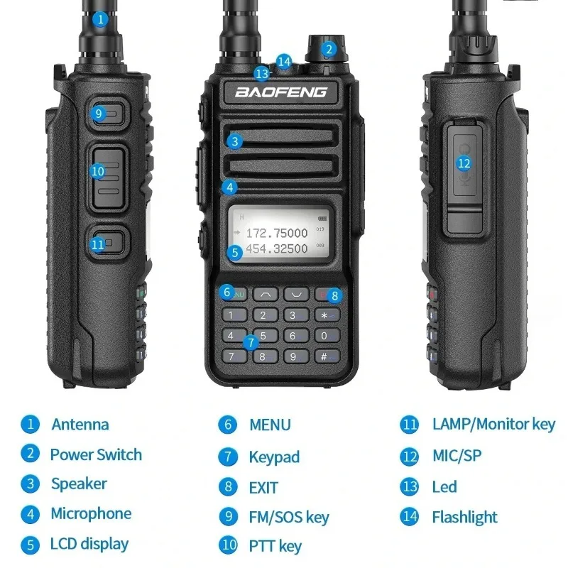 Baofeng UV-13R جهاز اتصال لاسلكي UV-15R عالي الطاقة من النوع C راديو Comunicador لاسلكي تخاطب احترافي متعدد الوظائف راديو محمول