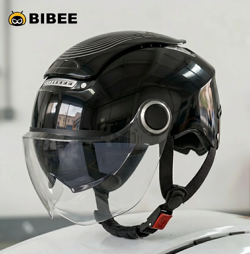 BIBEE Fortschrittlicher E-Bike-Helm für Stadtfahrer, Patentierte AirHuge-Belüftung, Doppelvisiere, Glänzende ABS-Schale, Leichte Sicherheitsausrüstung – Detail 14
