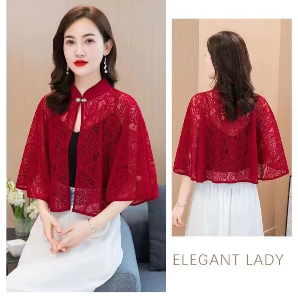 Protection Cervical Spine Spring Summer Shawl Raglan Sleeve Lace Evening Prom Cape Out All-match Ponchos Sunscreen Bridal Sling