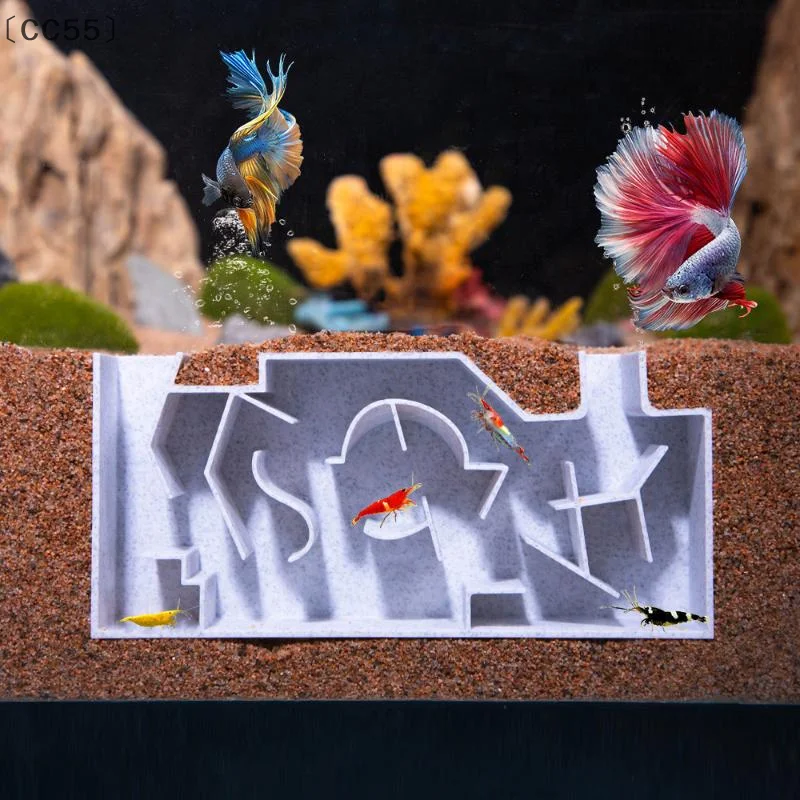 ieniaCC55 MagaFischtunnel für Aquarienzuchthöhlen, unterirdische Höhlen, Aquarium-Labyrinth-Lebensraum für die Eckwand, Krabben-Wels-Versteck