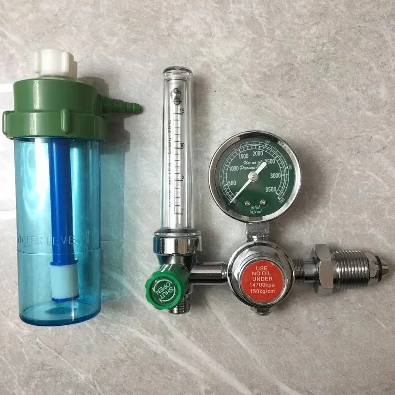 Oxygen Inhaler WX-YQ05 Oxygen Pressure Reducing Valve Pressure Gauge O2 CGA540 Female Thread 5/8 External Thread Single Stage