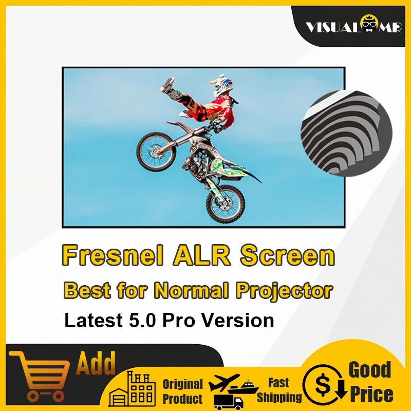 VisualMr Top Fresnel 5.0 Pro ALR Projection Screen Fixed Frame Ambient Light Rejecting Best for Normal Projector 4K HD 1cm Bezel