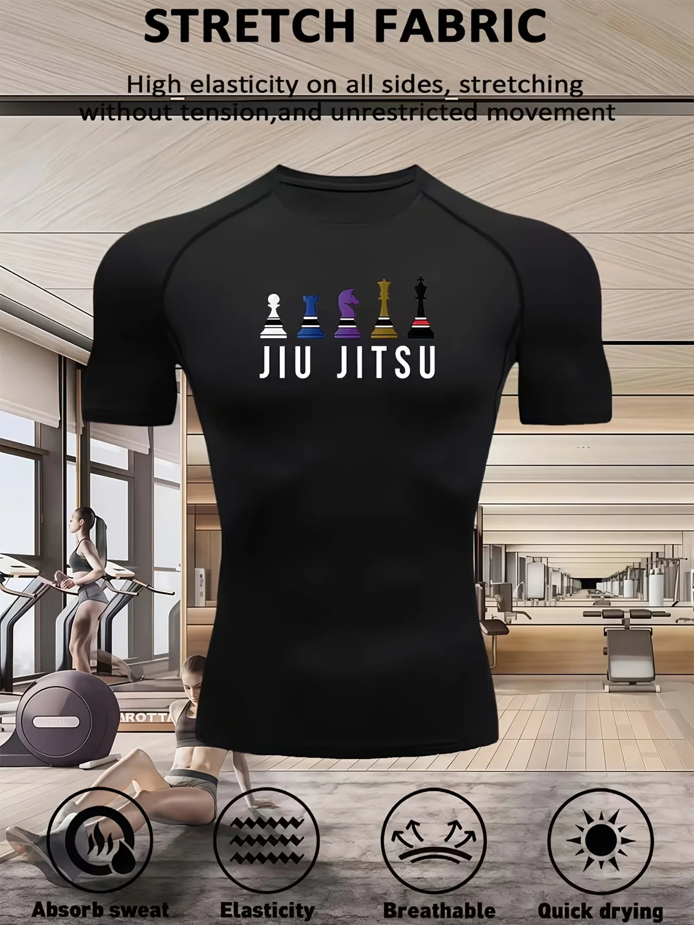 Yoga Fitness Jiu Jitsu - Herensportkleding met sneldrogende compressie, geschikt voor