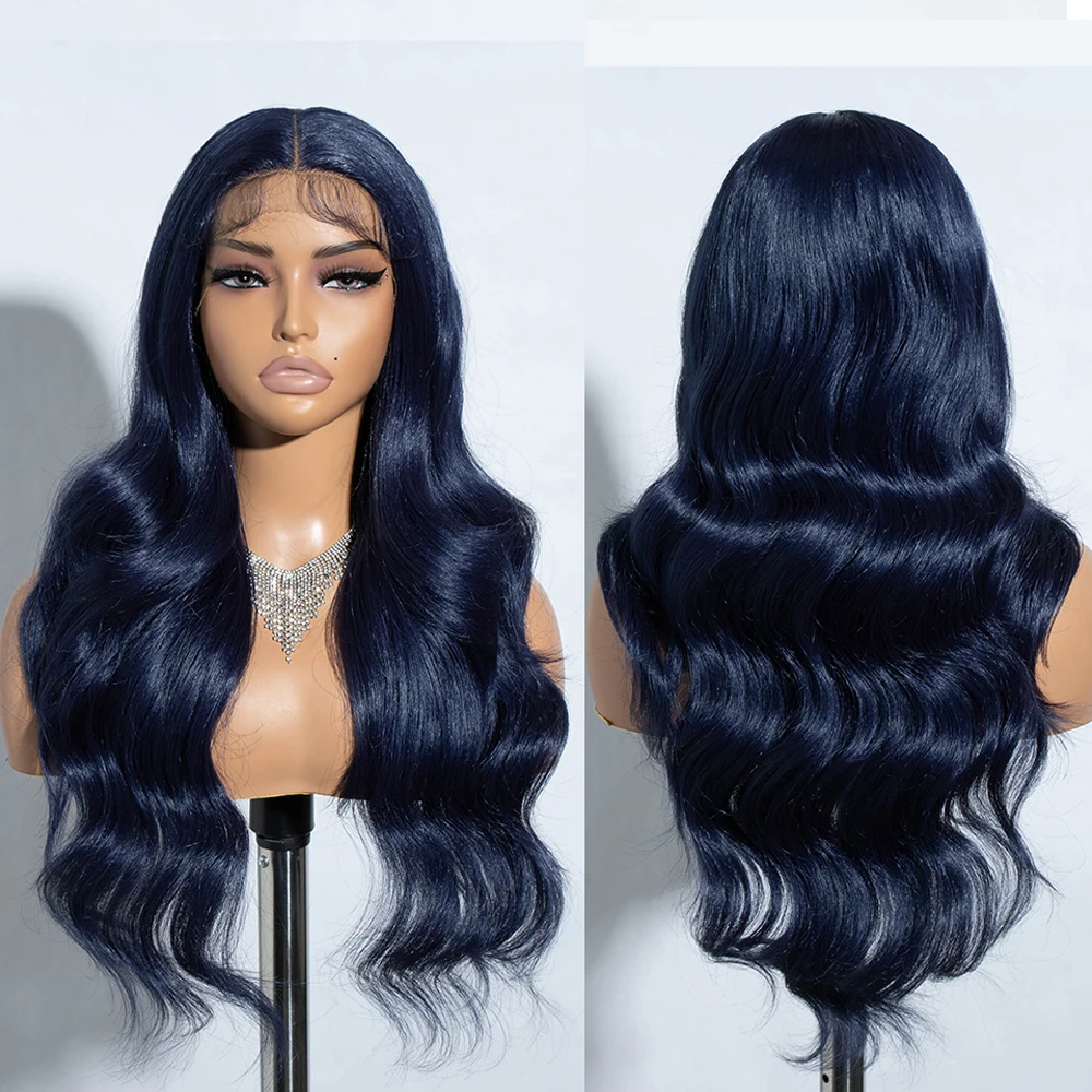 Syntetyczna koronka przodu peruki niebieska fioletowa peruka długie koronkowe peruki typu Body Wave dla czarnych kobiet żaroodporne peruki do cosplay
