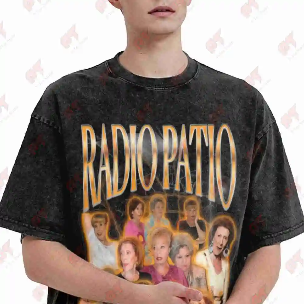 Radio Patio Nineties Spanish Retro Show Vintage Washed Tee Pure Cotton T-Shirt