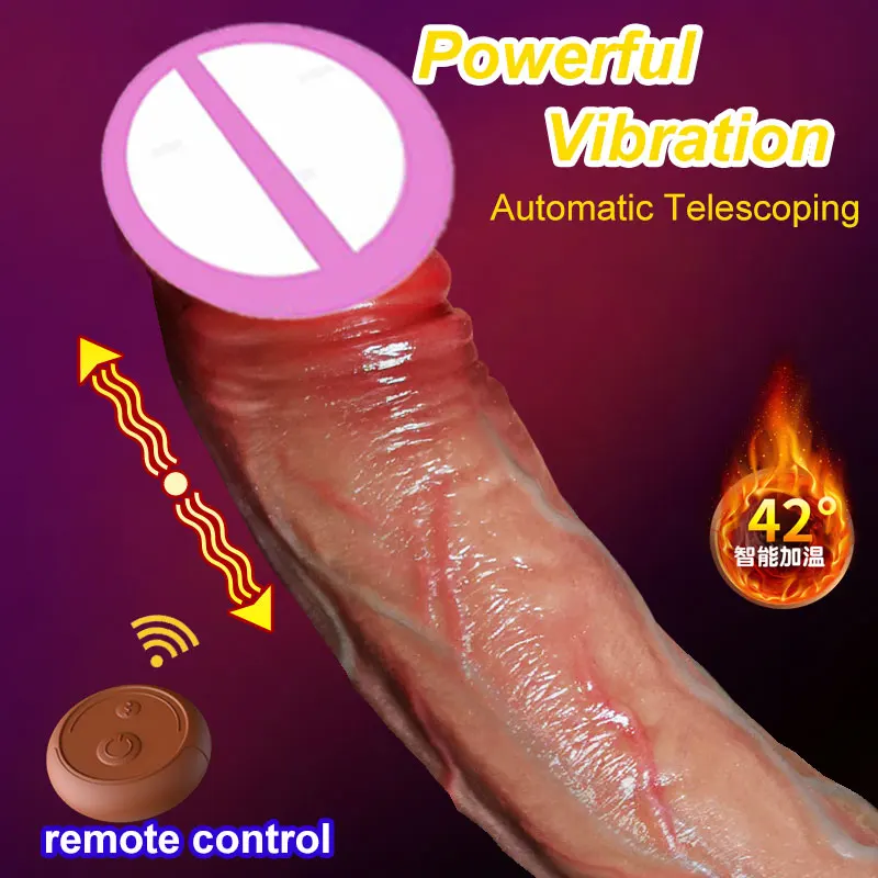 Realistischer Dildo-Vibrator, Penis-Teleskop-Massagegerät, vibrierende weibliche Fernbedienung, Masturbation, großer Penis mit Saugnapf