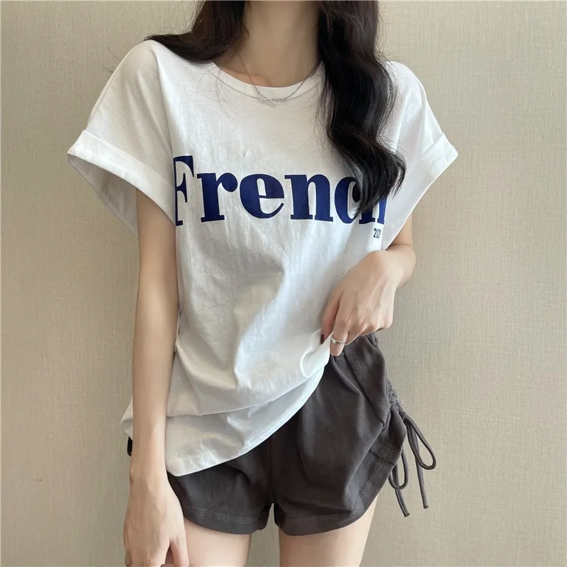 2024 new Internet celebrity ins super fire thin shoulder sweet cool short sleeve t-shirt loose female student top tide