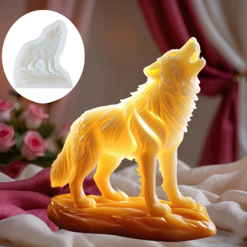 Wolf heulende Form Kerze Silikonform Tier Wolf Form Harzform Head Up Stehender Wolf Gipsform Handwerk Formen