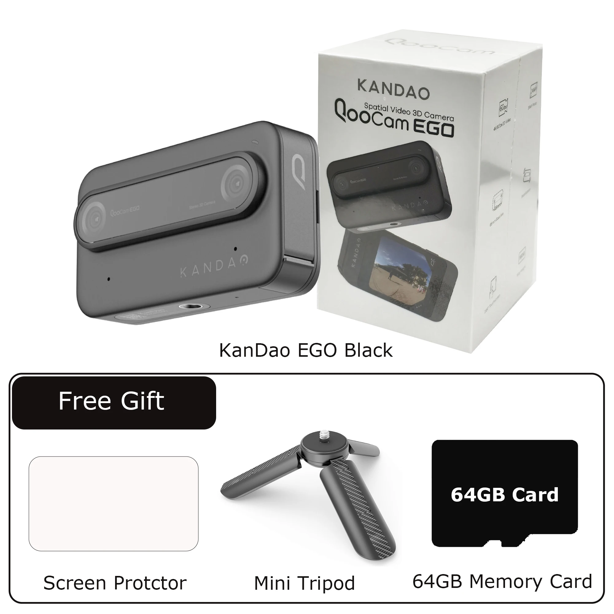 KanDao EGO Only Camera - Spatial Video 3D CameraWith video resolution reaching up to 3840x1080 @60FPS,