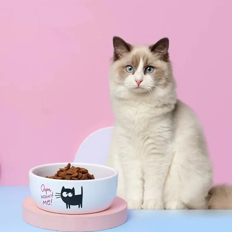 Cute Fashion Cartoon Small Black Cat Pet Food Bowl Ceramic Easy To Clean Bowl Safe Harmless Pet Supplies for Dog Cat Accessories