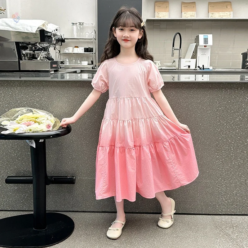 فستان بناتي متدرج - ألوان، فستان أميرة طويل بأكمام قصيرة وصل حديثًا لصيف 2025، رقيق ومناسب للأعمار من 7 إلى 1 #6